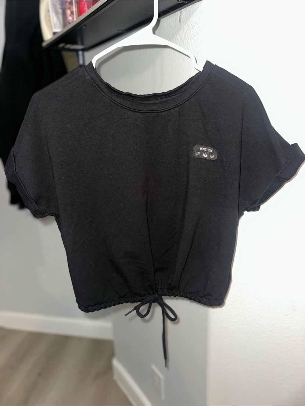 Honeydew USA Black Cropped Tank with Drawstring Hem